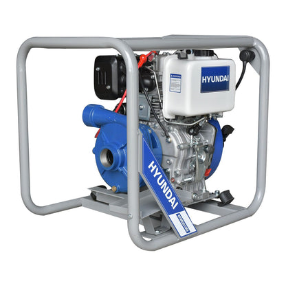 Motobomba De Agua 2 x 2 Pulgadas Motor a  Diésel 10 hp De Alta Presión Hyundai Con Arranque Eléctrico 4 Tiempos – Hywd2010ef