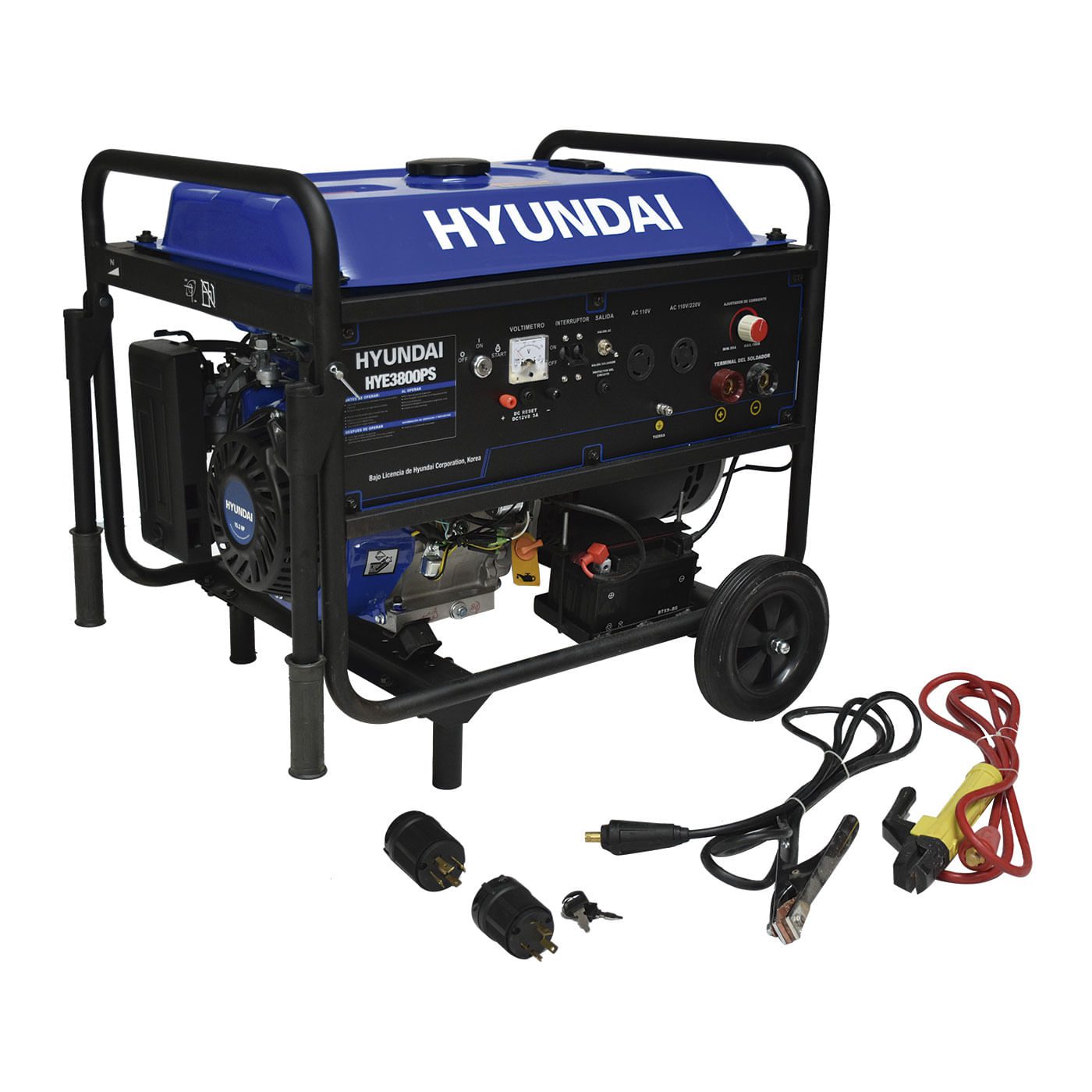 Soldadora a Gasolina y Generador Hyundai 200 Amperes 3800 Watts Portatil 110V - 220V Motor 15 Hp HYE3800PS