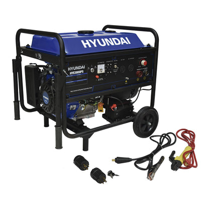 Soldadora a Gasolina y Generador Hyundai 200 Amperes 3800 Watts Portatil 110V - 220V Motor 15 Hp HYE3800PS