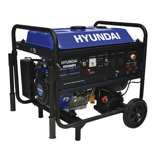 Soldadora a Gasolina y Generador Hyundai 200 Amperes 3800 Watts Portatil 110V - 220V Motor 15 Hp HYE3800PS