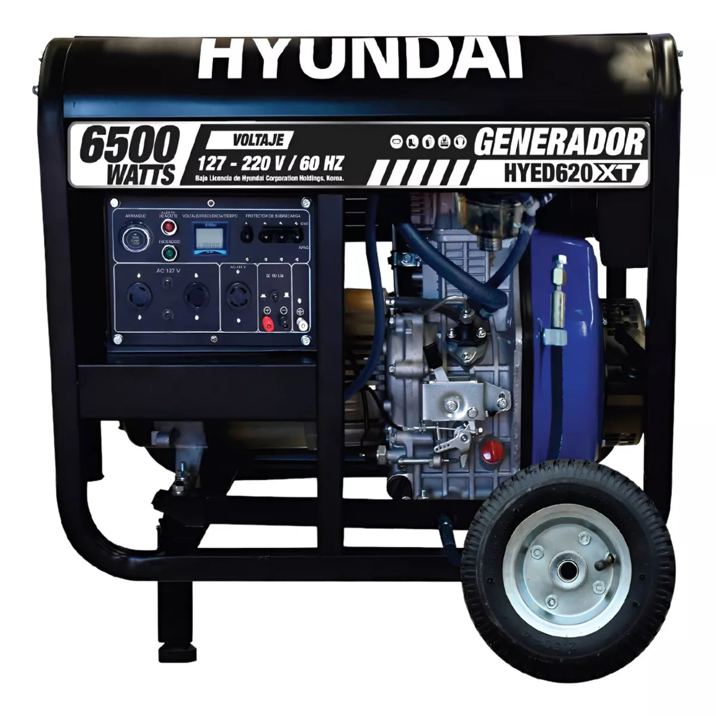Generador Profesional A Diesel Hyundai 6500 Watts Motor 12 HP Monofásico HYED620XT