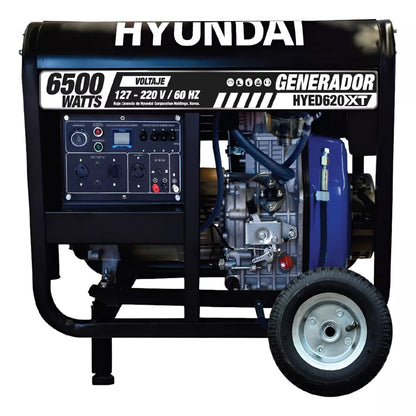 Generador Profesional A Diesel Hyundai 6500 Watts Motor 12 HP Monofásico HYED620XT